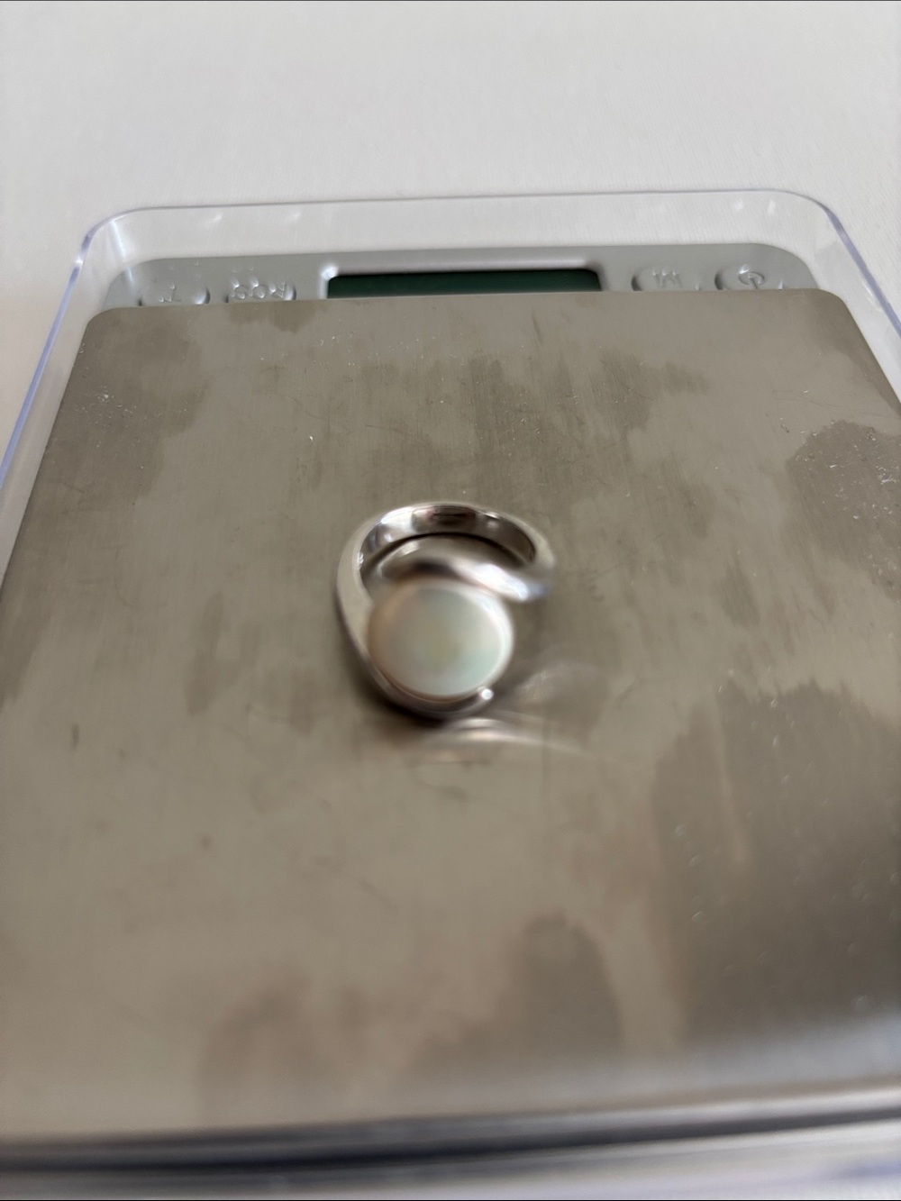 Sterling Silver Ring with Opal-Look White Stone - Women Jewelry